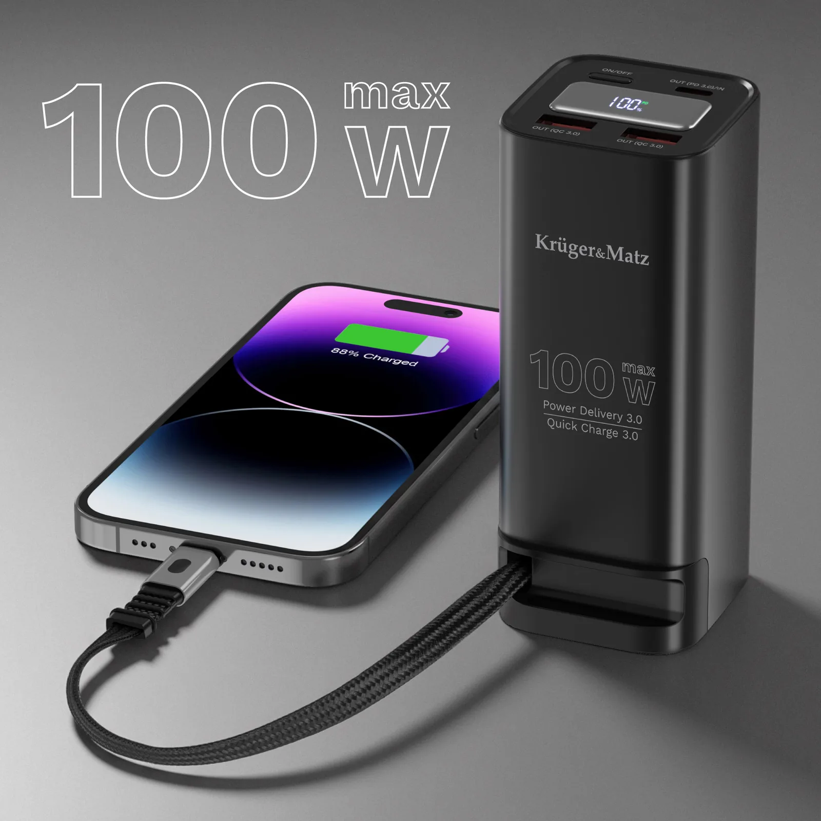 Krüger&Matz 20000 mAh powerbanka, 100 W L-KM0915 detail 4