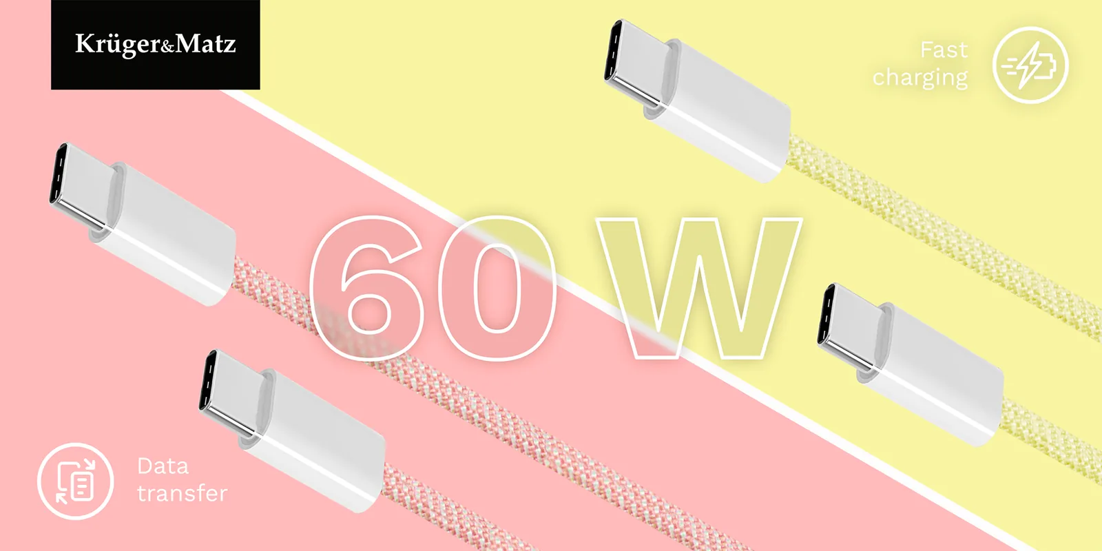 Krüger&Matz USB-C kábel, 60 W, 1,5 m L-KM1271-1-5P
