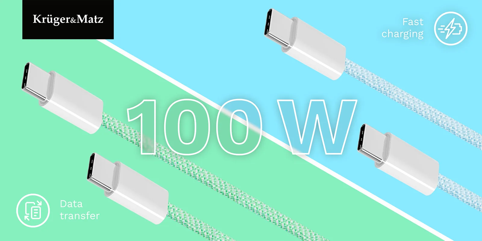 USB-C kábel na USB-C 100 W 1 m zelený Krüger&Matz Basic L-KM1272-1G