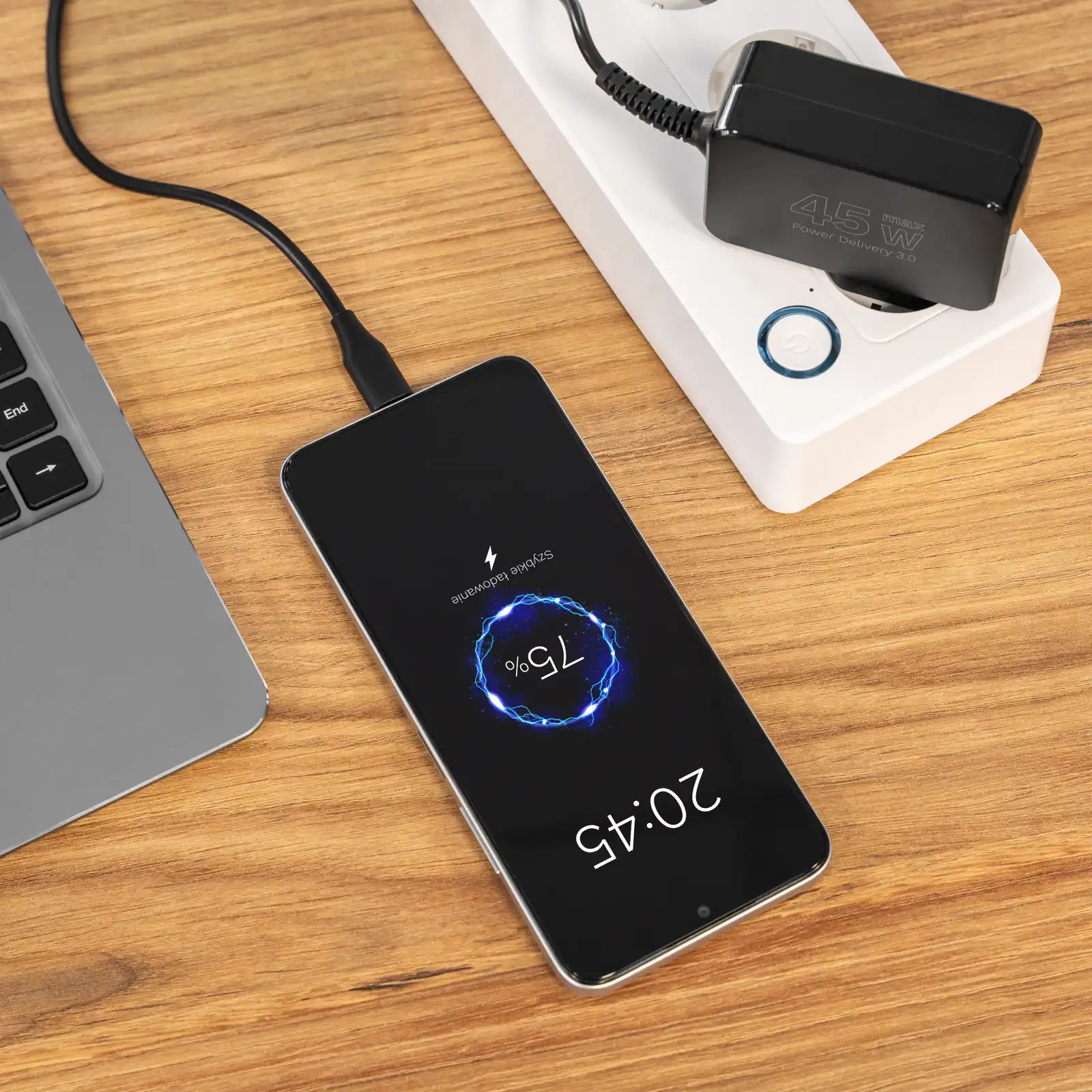 Univerzálny napájací adaptér pre notebook 45 W USB-C PD, 7 koncoviek L-KM1450-45 detail 4