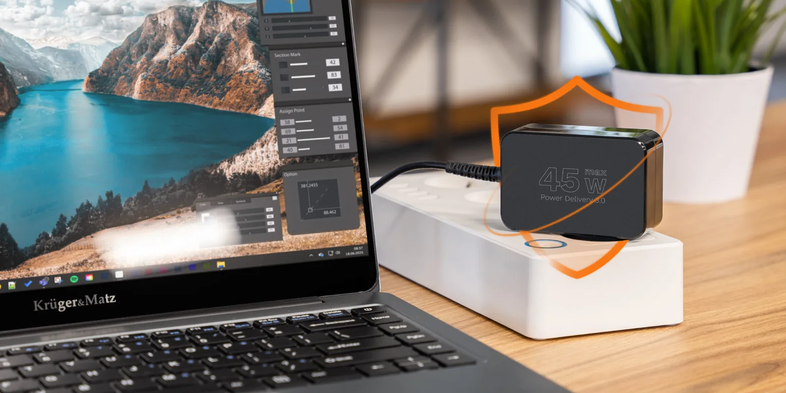 Univerzálny napájací adaptér pre notebook 45 W USB-C PD, 7 koncoviek L-KM1450-45 detail 5