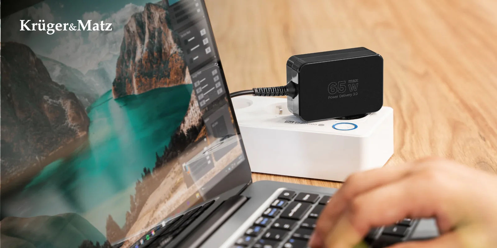 Univerzálny napájací adaptér na notebook 65 W USB-C PD, 7 koncoviek, Krüger&Matz L-KM1450-65