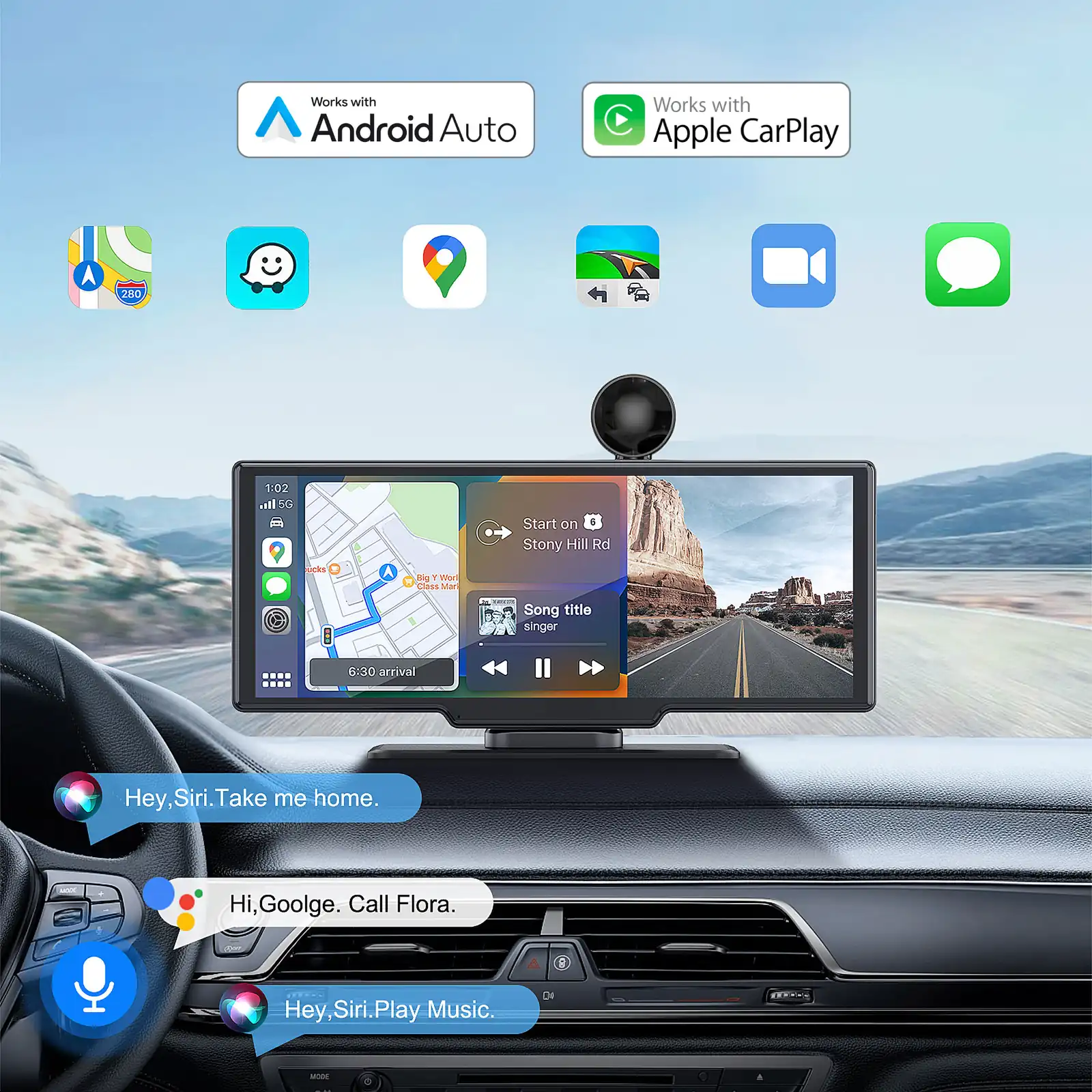 Multimediálna stanica do auta s 9" displejom, Android Auto, Apple CarPlay, DVR a cúvacou kamerou Krüger&Matz L-KM2021 detail 2