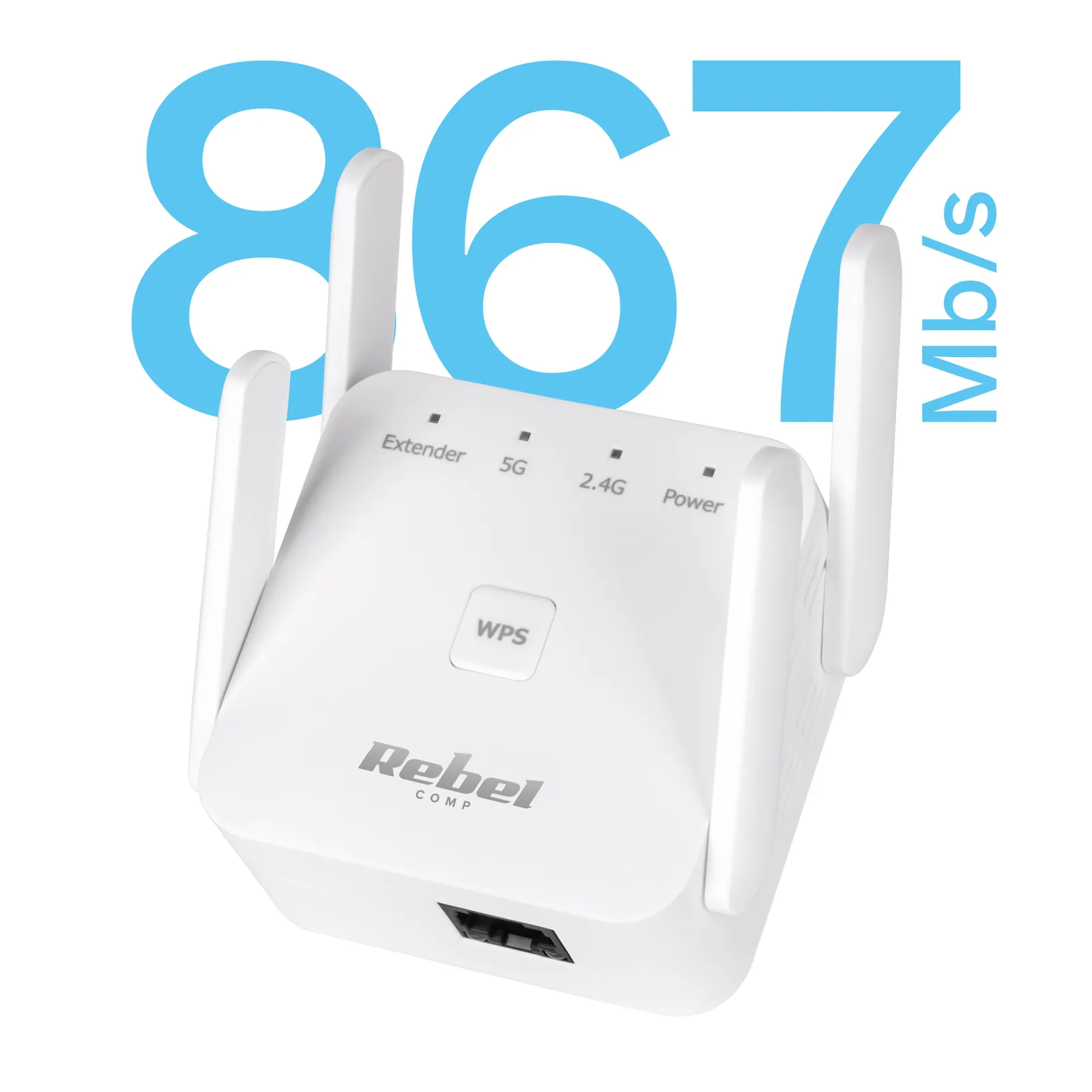 WiFi zosilňovač signálu 2,4 + 5 GHz s LAN portom Rebel L-KOM1032 detail 3
