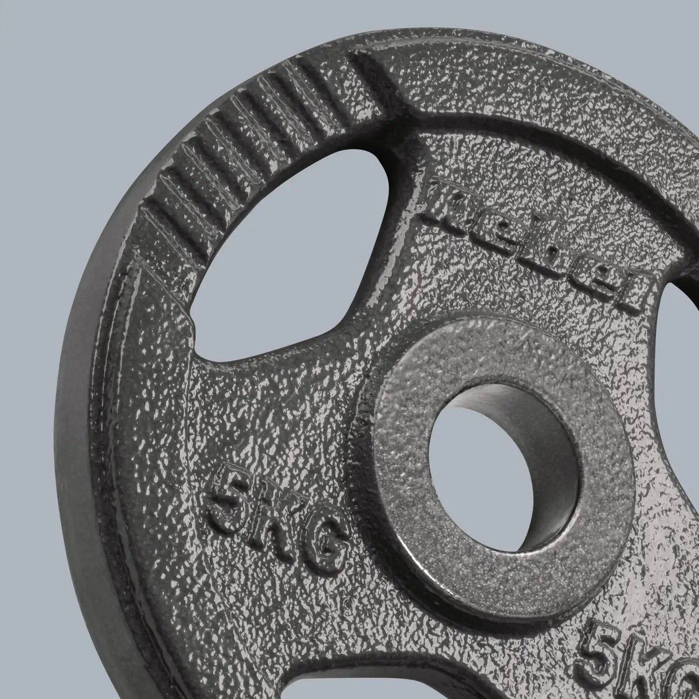 Olympijské liatinové kotúče na činku 4×5 kg 51 mm s úchopmi Rebel Active L-RBA-2143-05 detail 3
