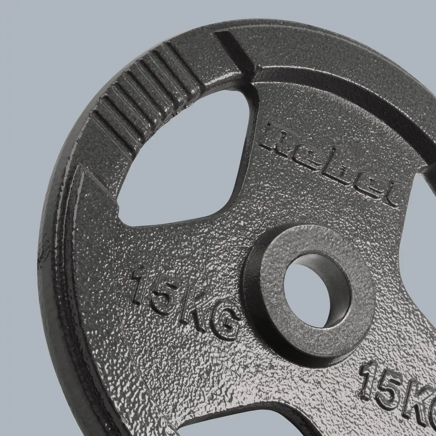 Liatinové olympijské kotúče na činku 2×15 kg, 51 mm, s úchytmi, Rebel Active L-RBA-2143-15 detail 3