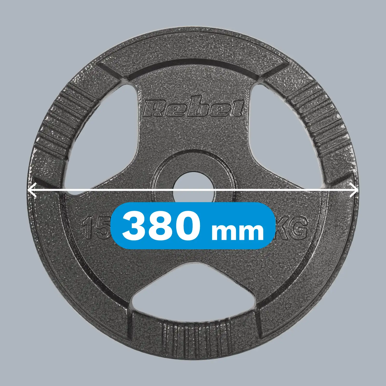 Liatinové olympijské kotúče na činku 2×15 kg, 51 mm, s úchytmi, Rebel Active L-RBA-2143-15 detail 4