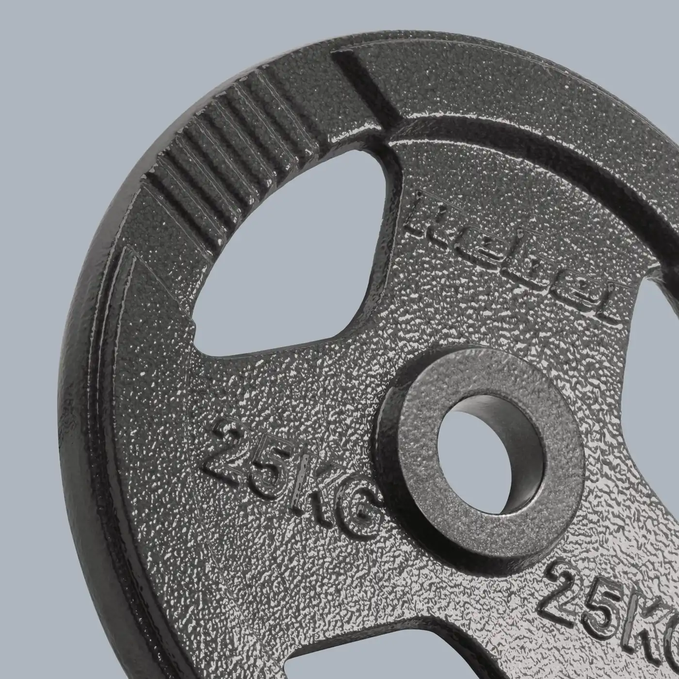 Olympijský liatinový kotúč na činku 25 kg 51 mm s úchytmi Rebel Active L-RBA-2143-25 detail 3