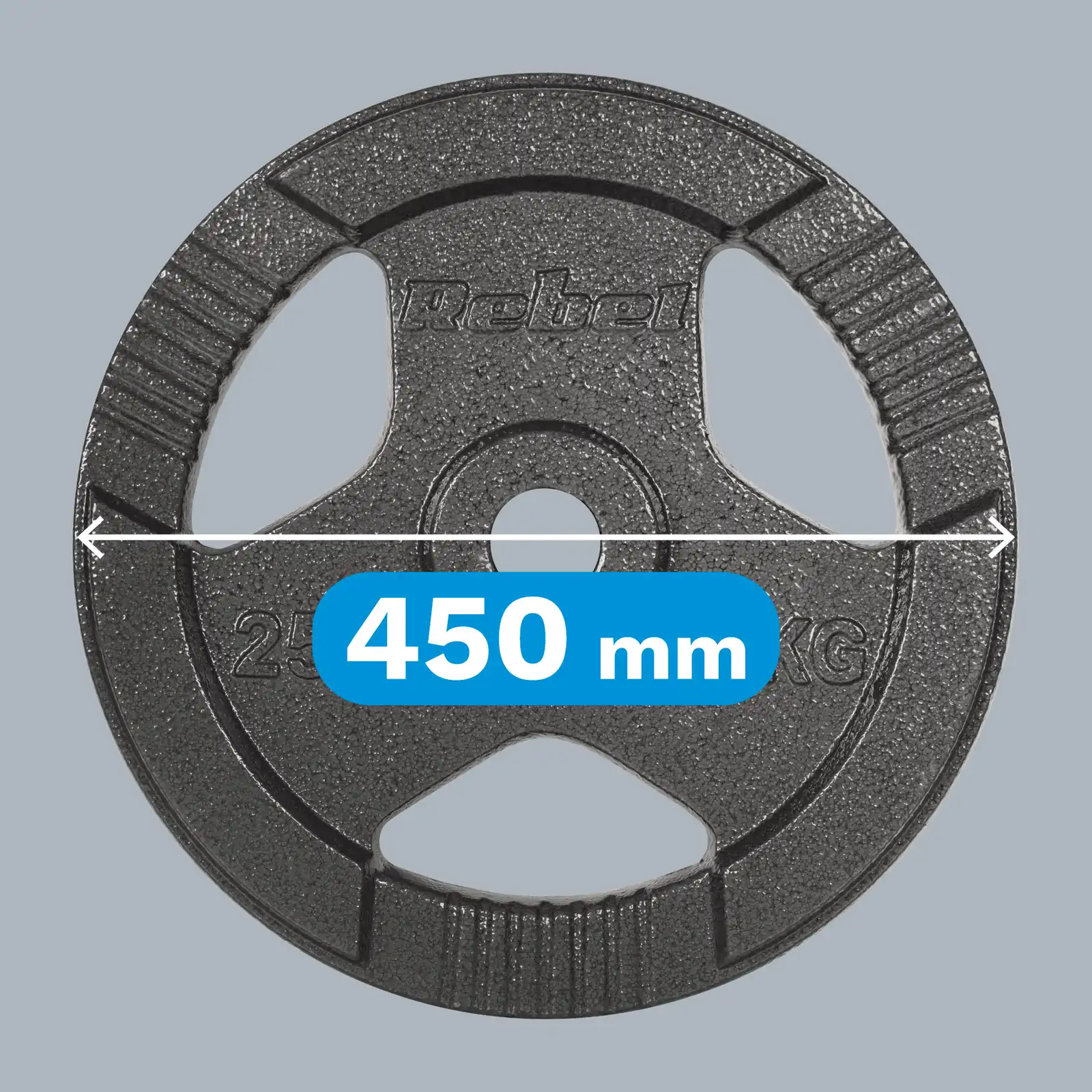 Olympijský liatinový kotúč na činku 25 kg 51 mm s úchytmi Rebel Active L-RBA-2143-25 detail 4