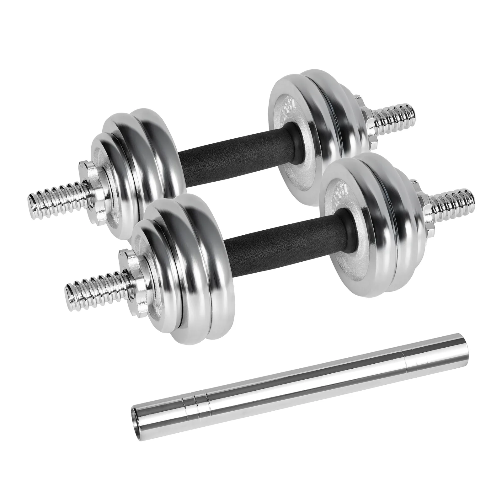 Nastaviteľné liatinové činky v kufríku 15 kg so spojovacou tyčou L-RBA-2326-15