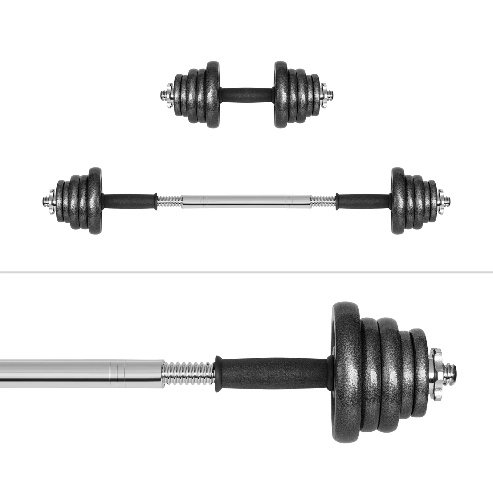 Nastaviteľné liatinové činky 20 kg v kufríku s prepojovacou tyčou Rebel Active L-RBA-2327-20 detail 2