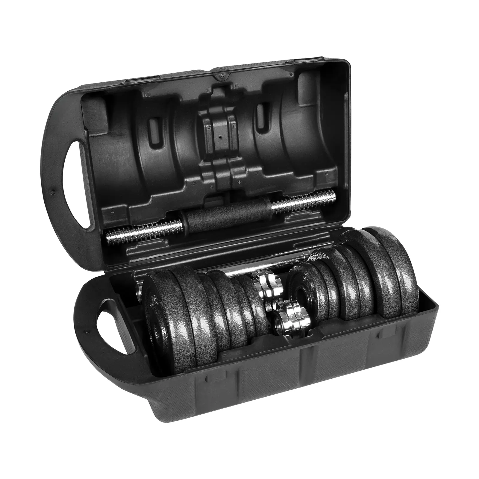 Nastaviteľné liatinové činky 20 kg v kufríku s prepojovacou tyčou Rebel Active L-RBA-2327-20 detail 3