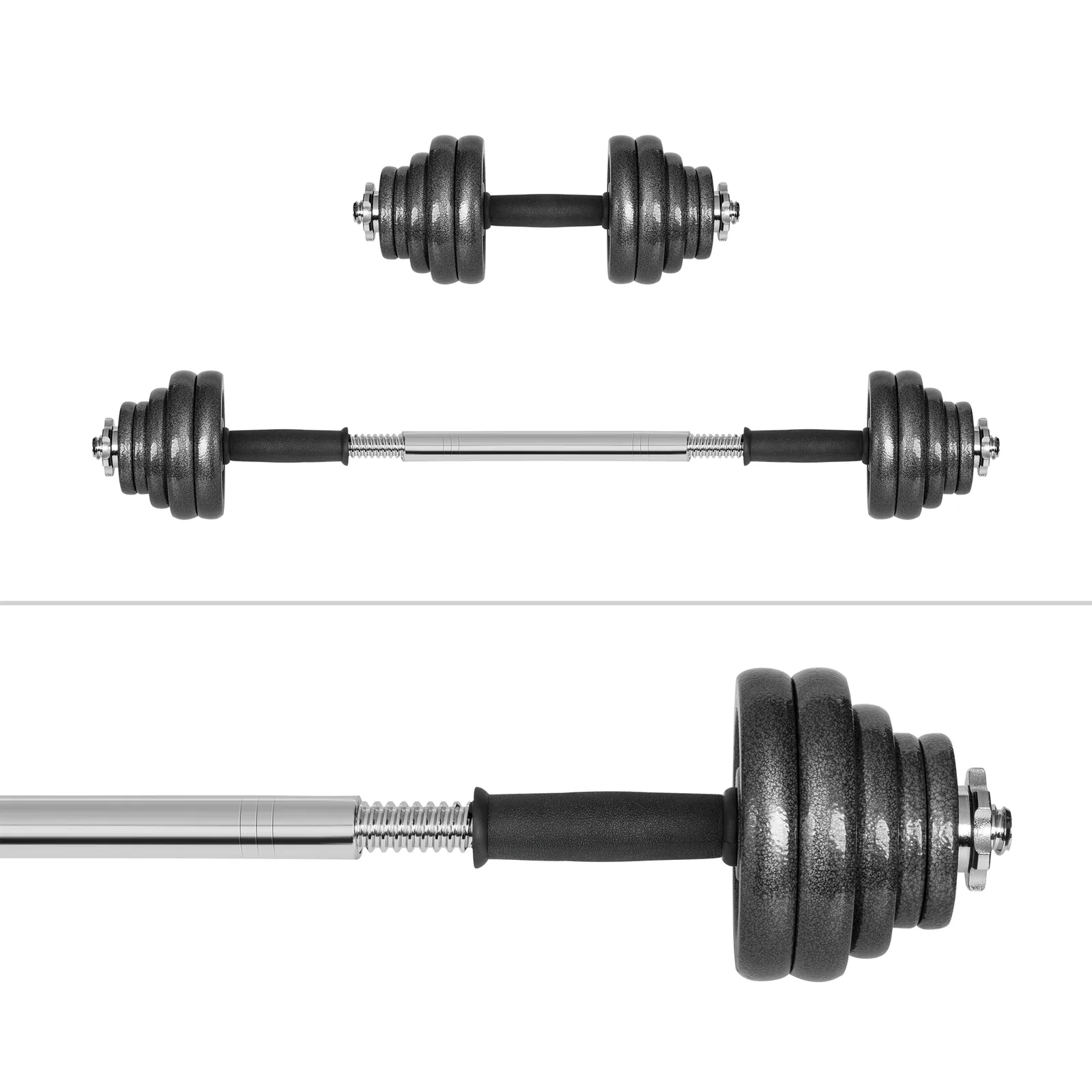 Nastaviteľné liatinové činky 30 kg v kufríku so spojovacou tyčou L-RBA-2327-30 detail 2