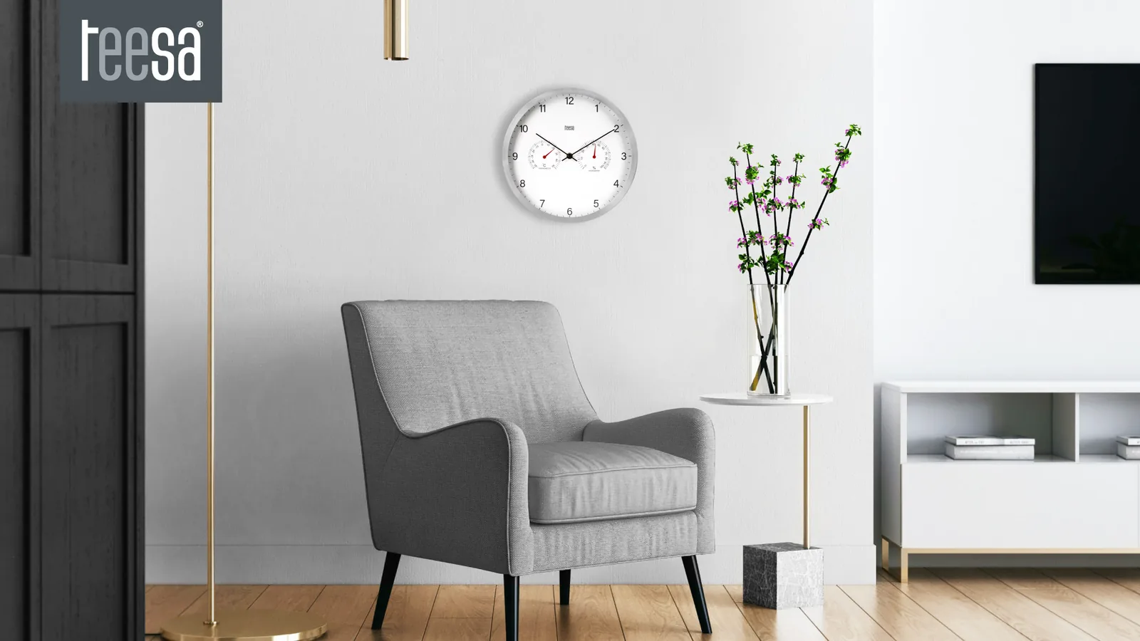 Nástenné hodiny s teplomerom a vlhkomerom 30 cm L-TSA0049