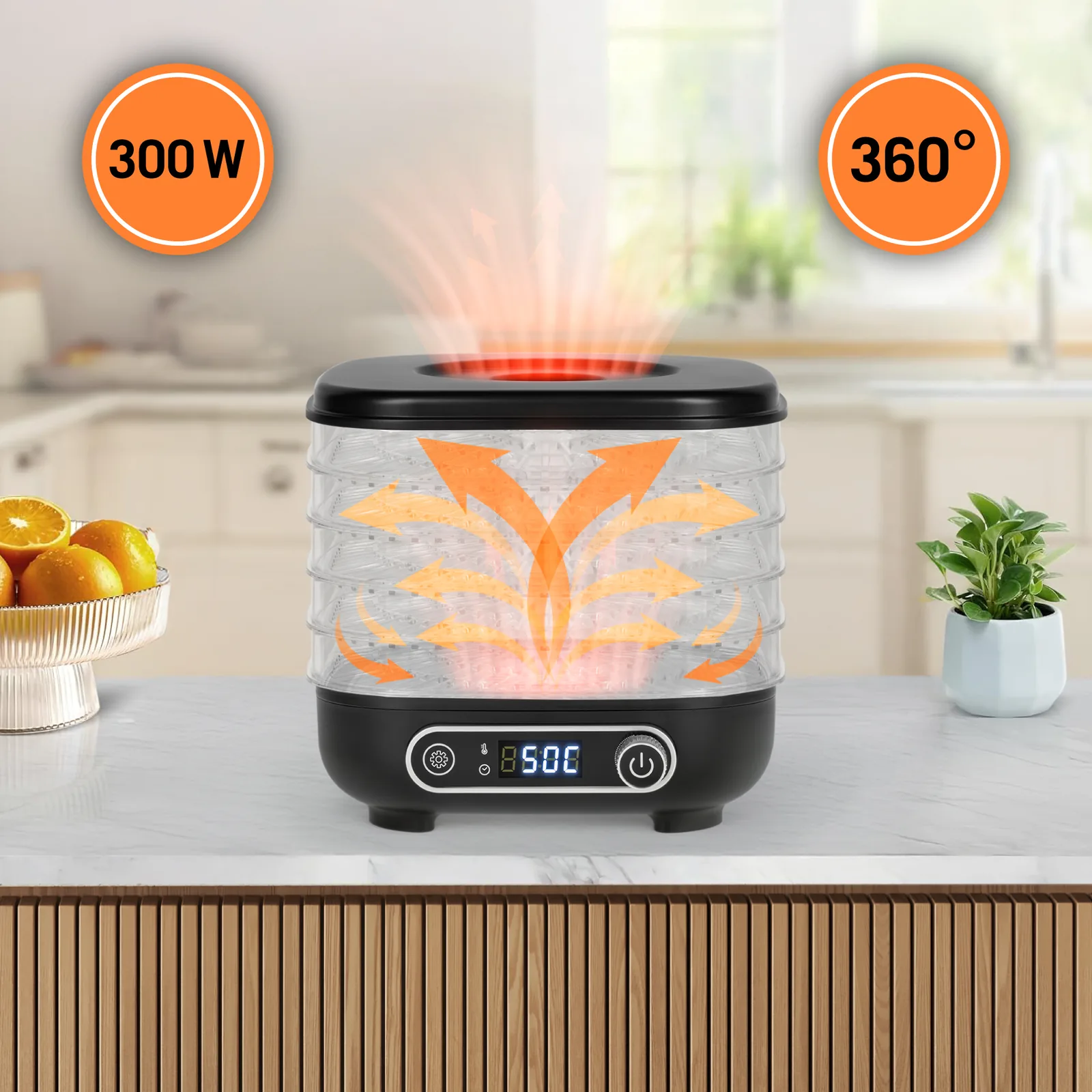 Sušička na ovocie a zeleninu Teesa 300 W, 5 sít, LCD displej L-TSA3033 detail 4