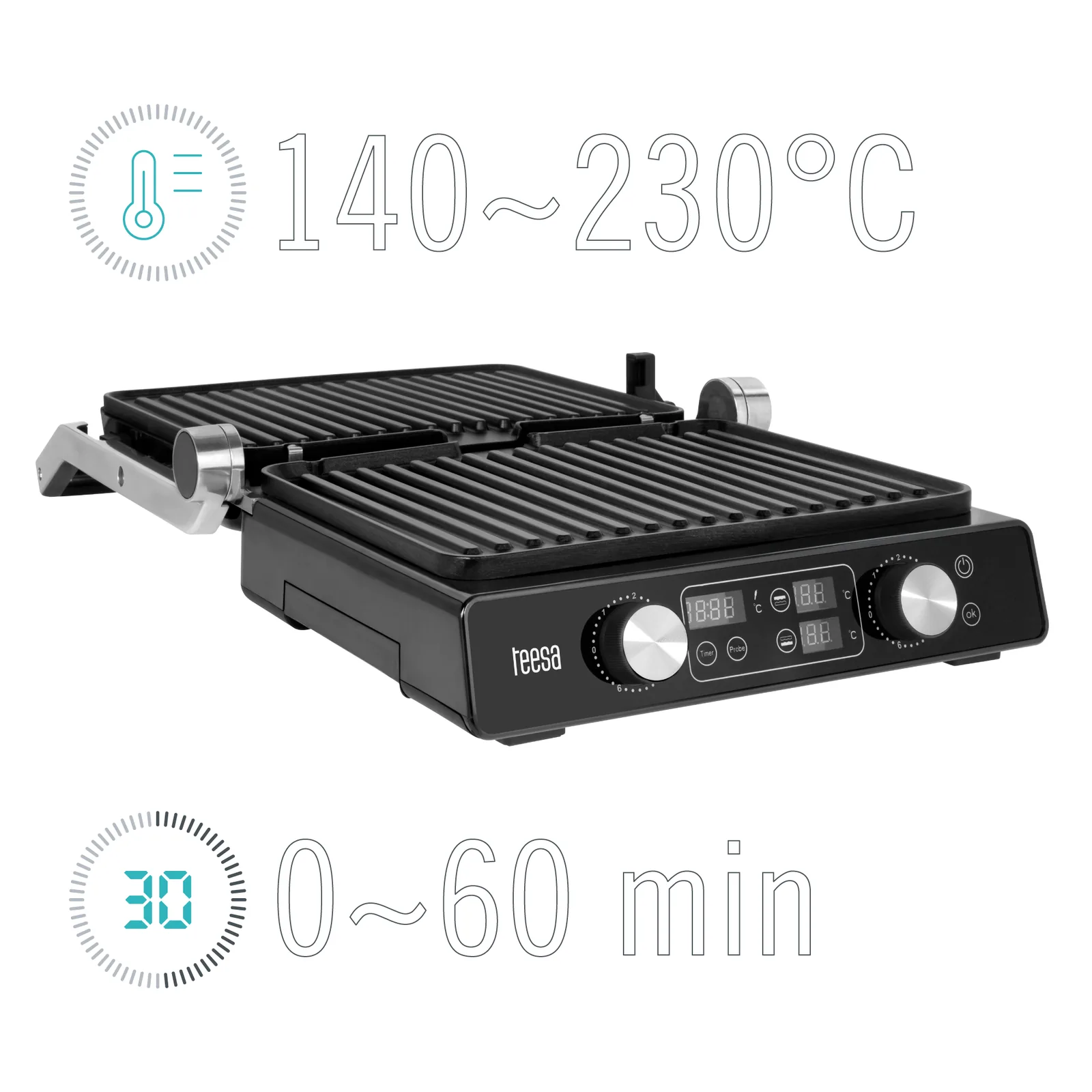 Kontaktný elektrický gril Teesa na panini s vyberateľnými platňami L-TSA3239 detail 4