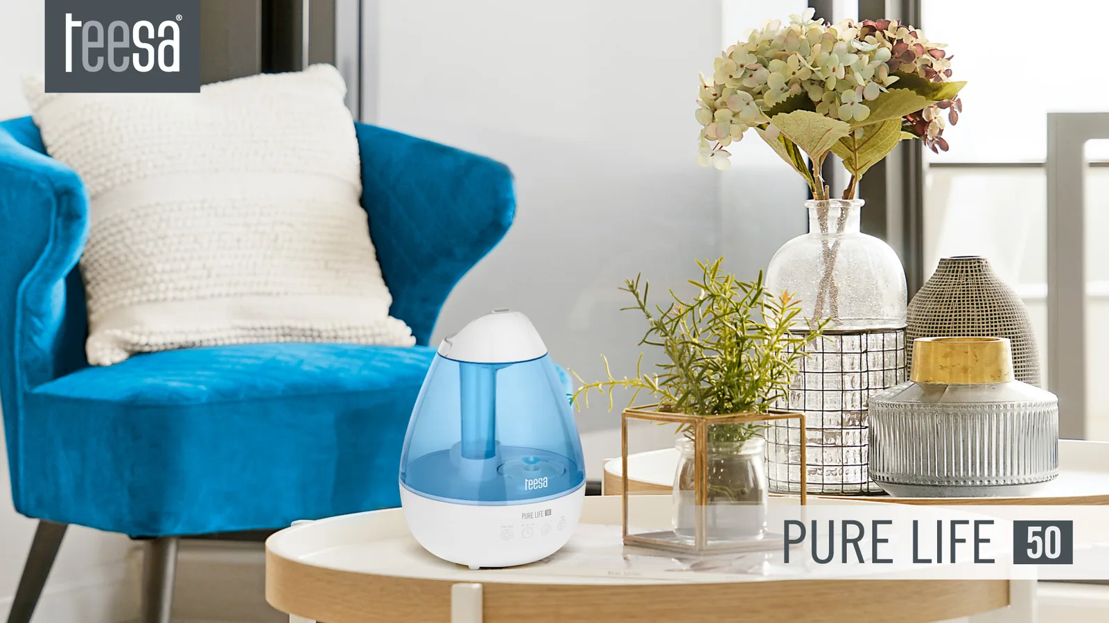 Ultrazvukový zvlhčovač vzduchu s difuzérom Teesa Pure Life 50 L-TSA8064