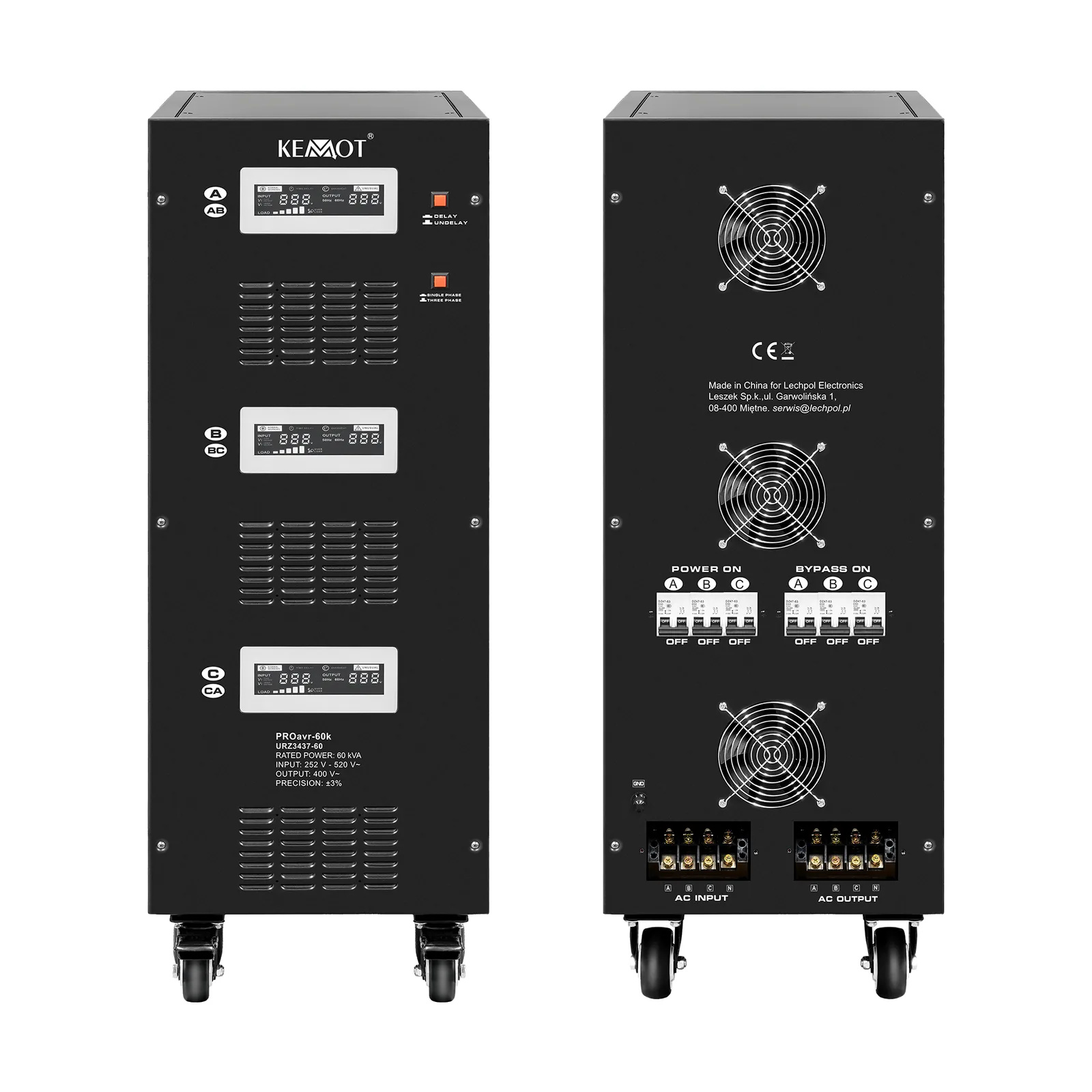 Automatický trojfázový stabilizátor napätia Kemot PROAVR-60K 60 kVA L-URZ3437-60 detail 8