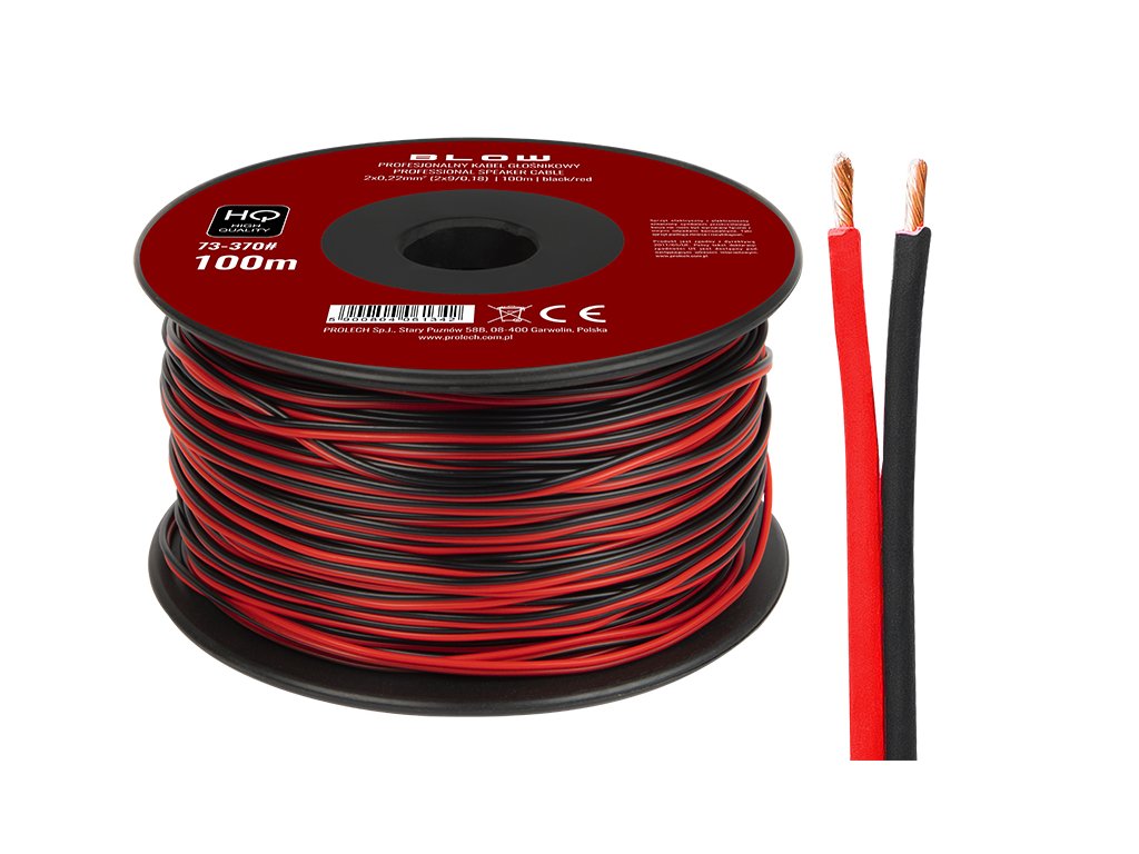 Reproduktorový kábel 2x0,22 mm čierny/červený