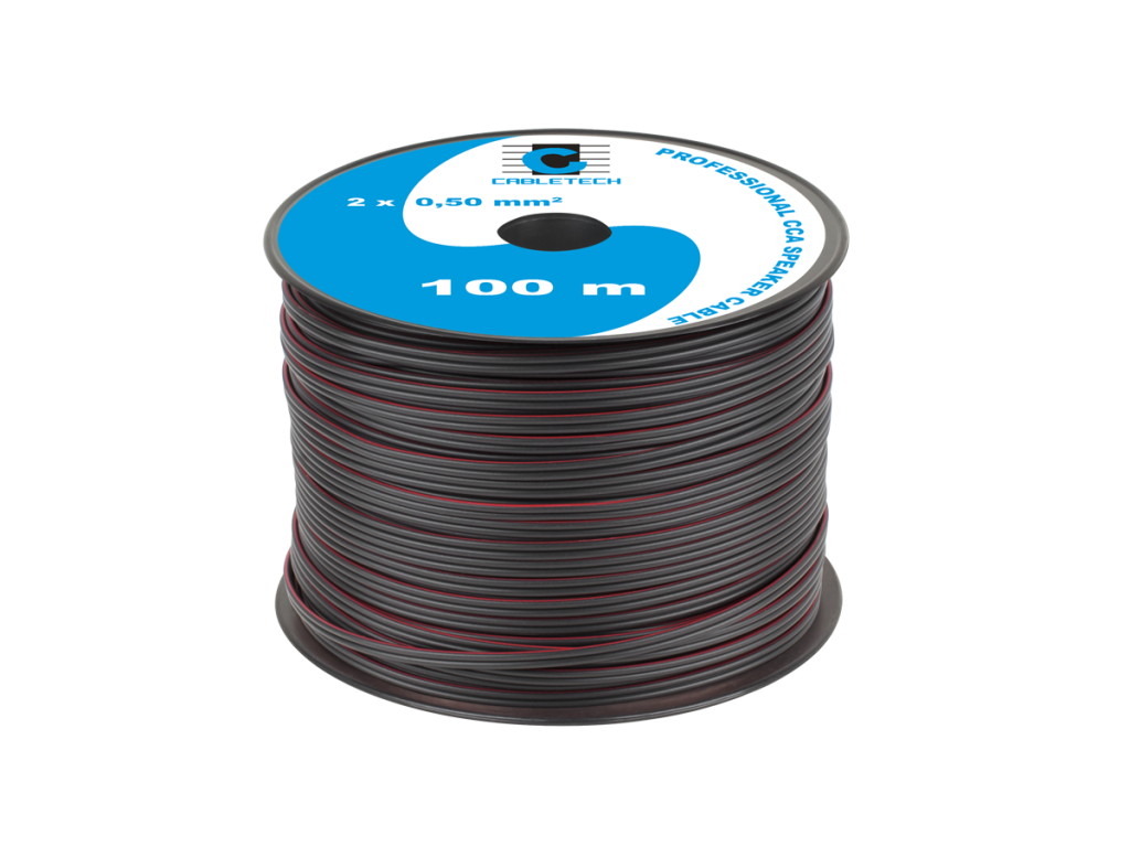 Reproduktorový kábel CCA 2×0,5 mm? čierny 100 m Cabletech L-KAB0355