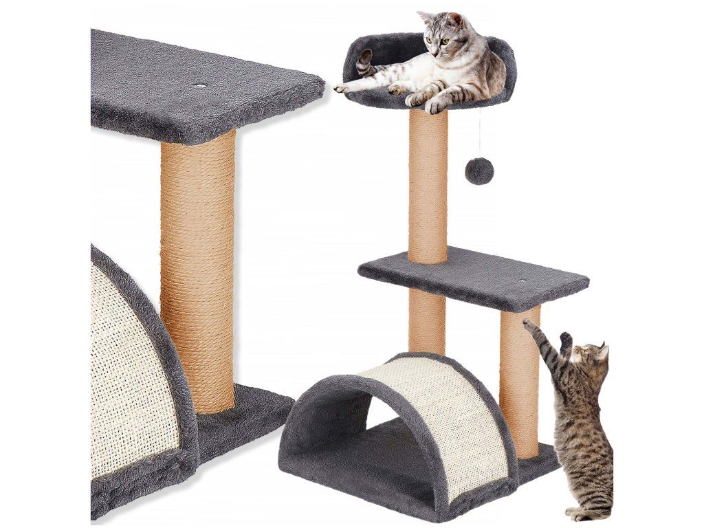 Viacúrovňové škrabadlo pre mačky s pelechom a plošinami 67 cm S-PA1035 - detail 2