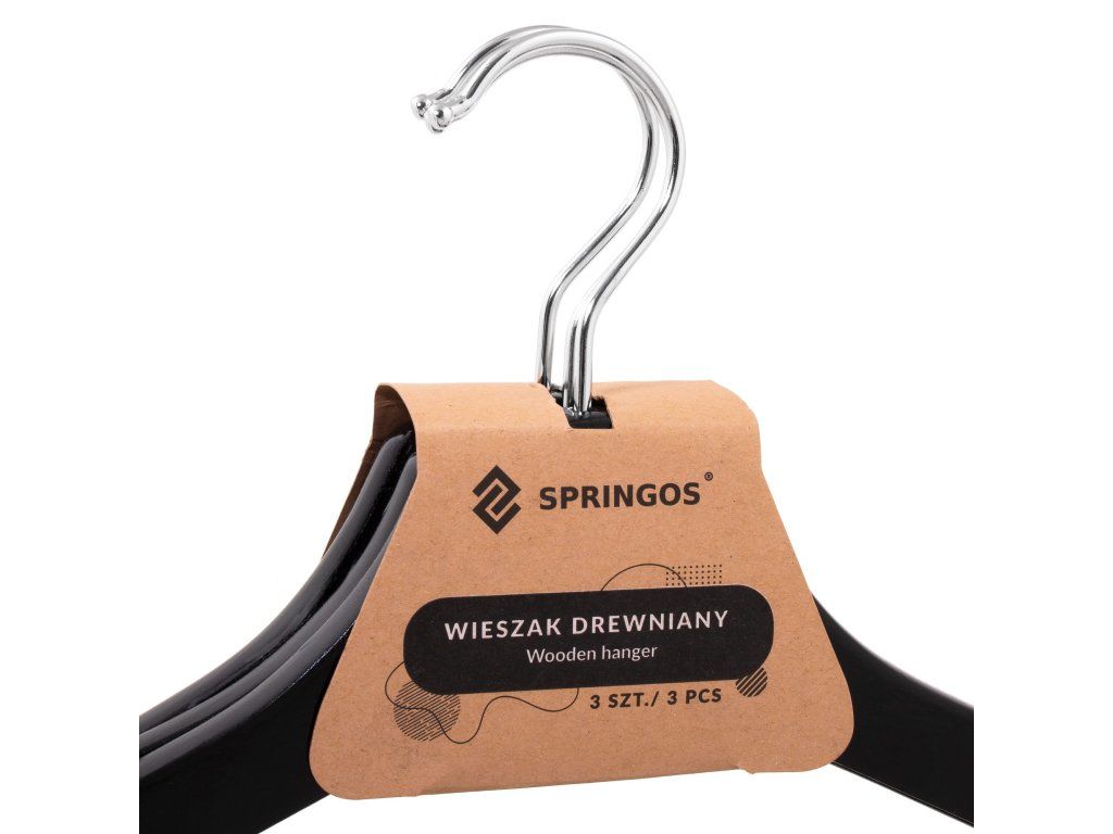 Drevené vešiaky na šaty 3 ks čierne S-HG0003 - detail 2
