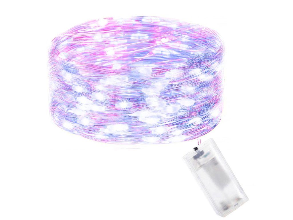 Vianočná LED svetelná reťaz na batérie 20 LED, ružovo-modrá, 1,9 m S-CL0011 - detail 2