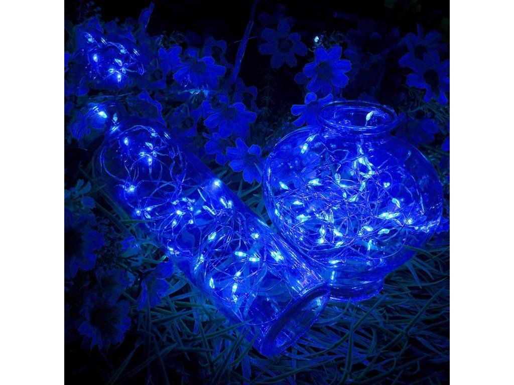 Vianočná LED svetelná reťaz na batérie 100 LED modrá 9,9 m S-CL0020 - detail 2