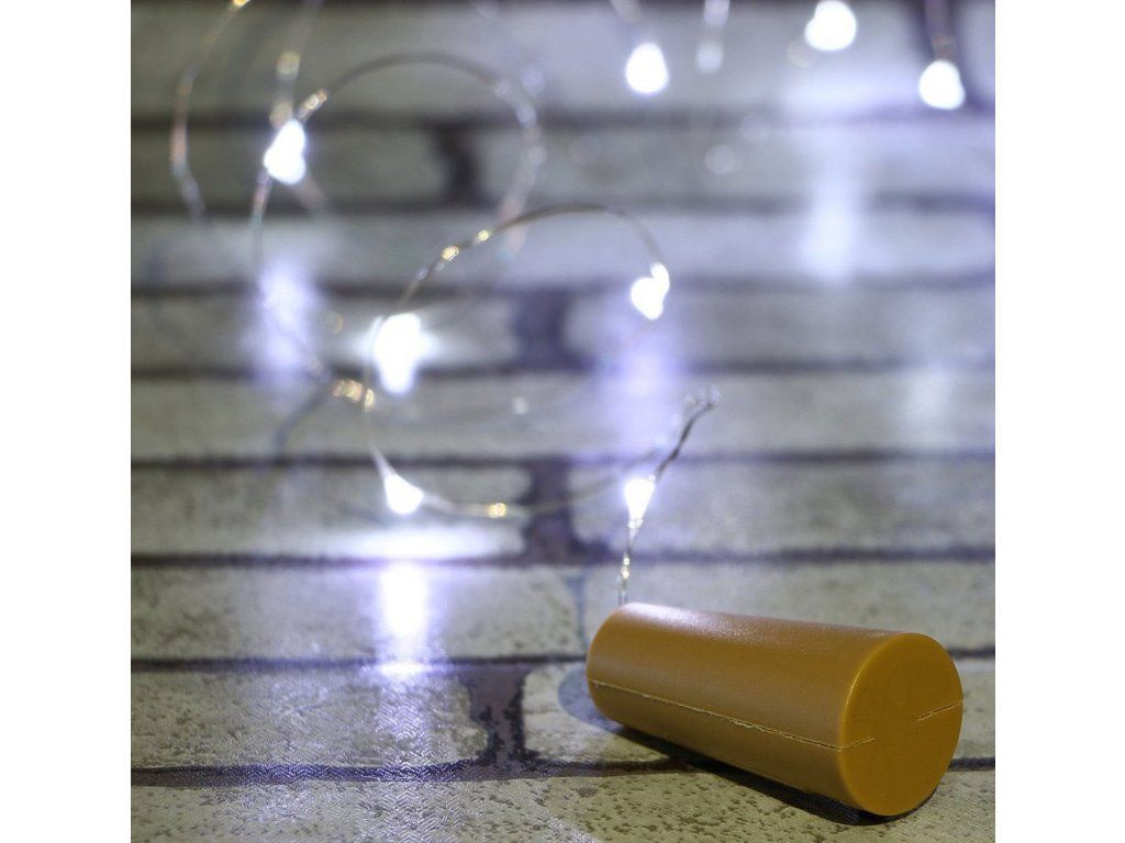 Vianočné LED svetielka na batérie 20 LED studená biela S-CL0027 - detail 2