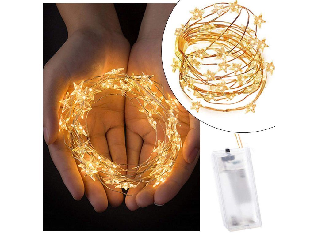 Vianočná LED svetelná reťaz na batérie 20 LED teplá biela 2 m S-CL0070 - detail 2