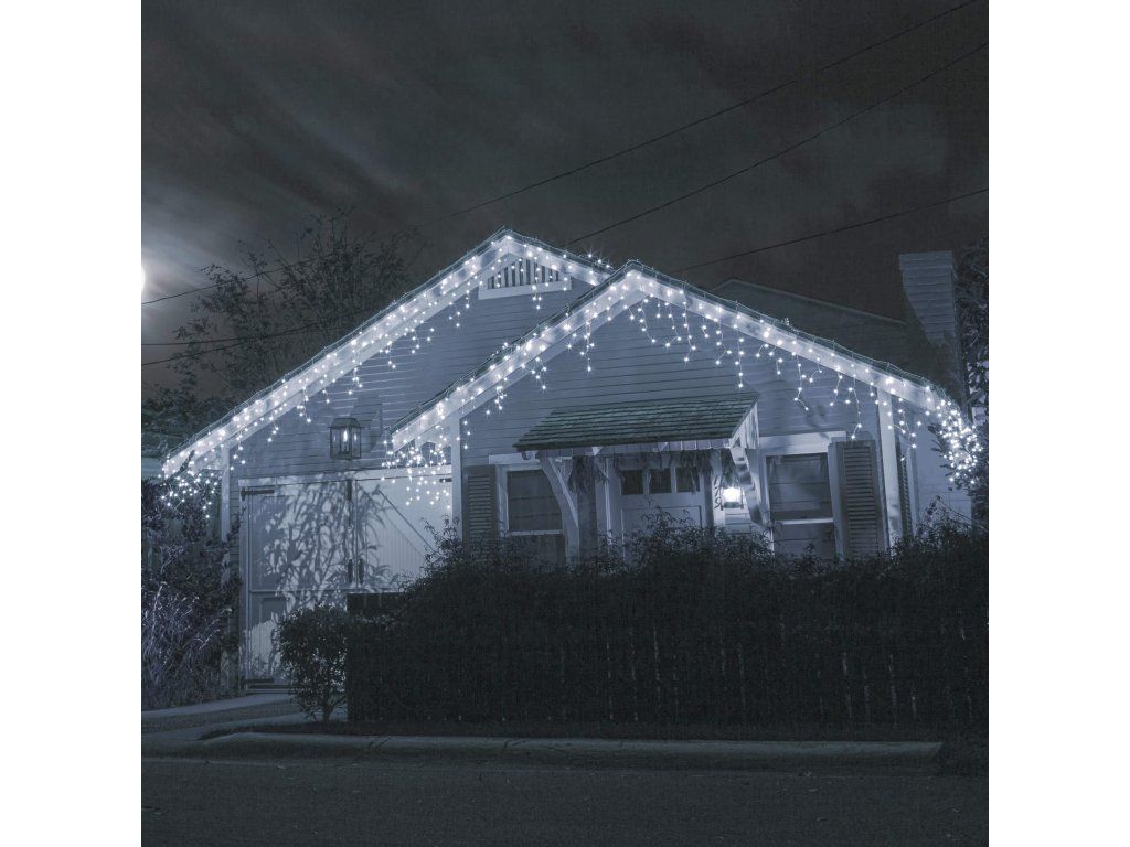 Vianočný svetelný záves cencúle 300 LED studená biela S-CL0300 - detail 2