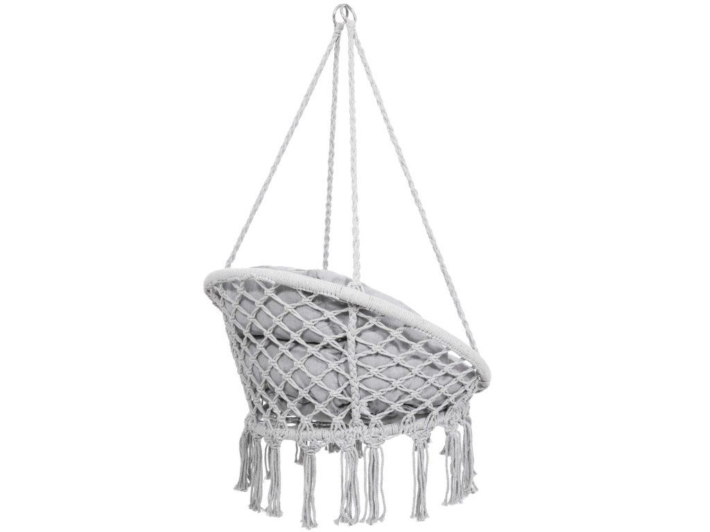 Závesné kreslo bocianie hniezdo s vankúšom 150 kg sivé S-SPR0045 - detail 2
