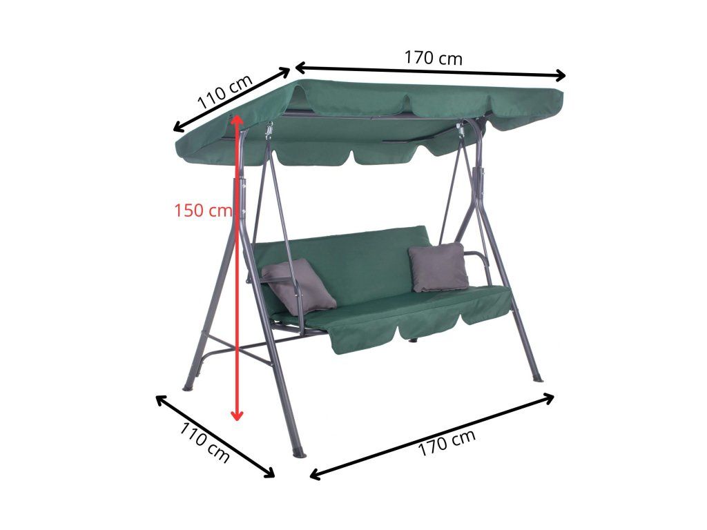 Trojmiestna záhradná hojdačka so strieškou Luna S-GS0029 - detail 2