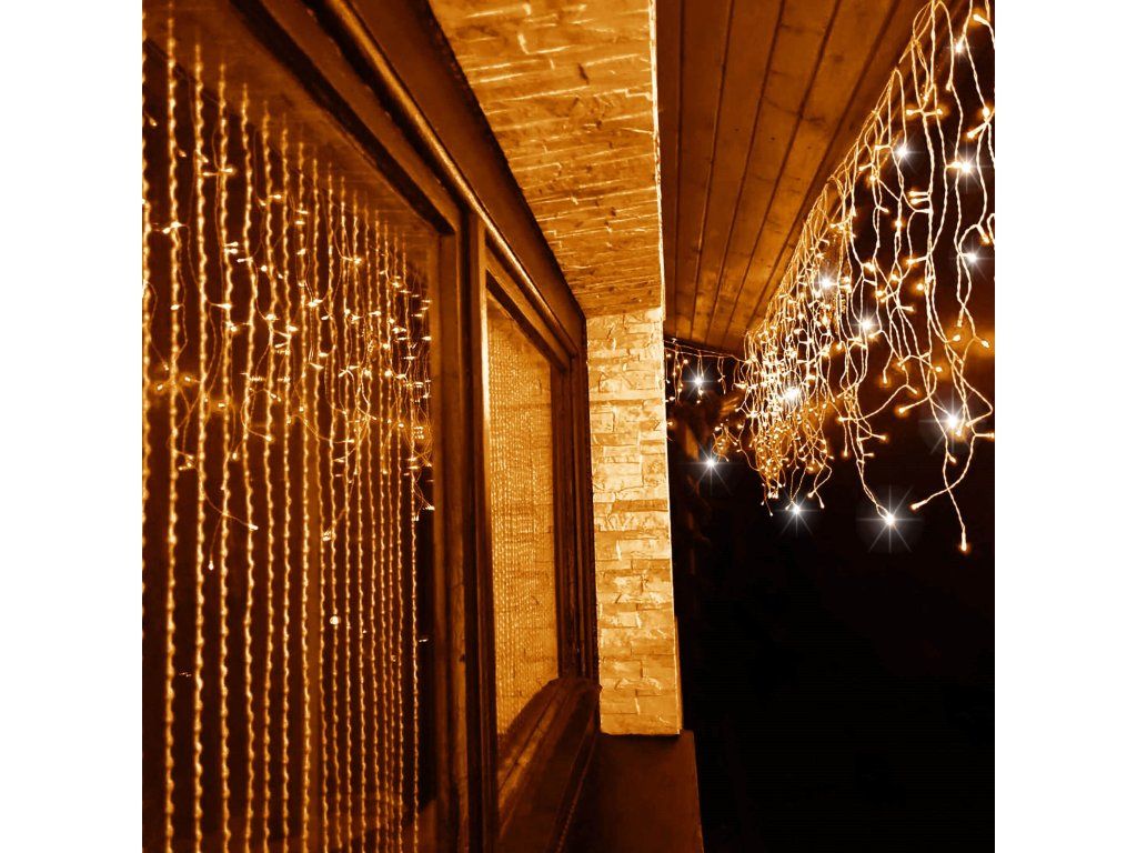 Vianočné LED cencúle 300 LED teplá biela 12 m s časovačom S-CL0331 - detail 2