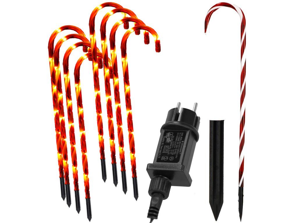 Vianočná LED dekorácia do záhrady – svietiace cukrové paličky 8 ks, 72 cm S-CL4112 - detail 2