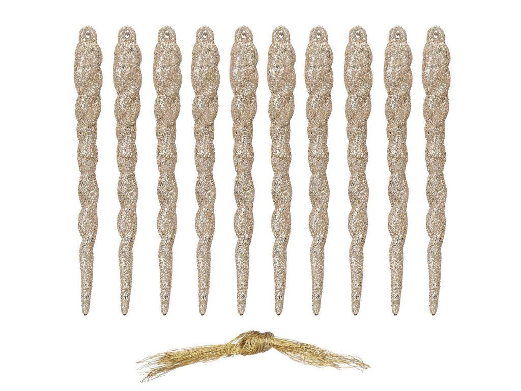 Zlaté trblietavé vianočné ozdoby na stromček 12 cm 10 ks S-CA0861 - detail 2
