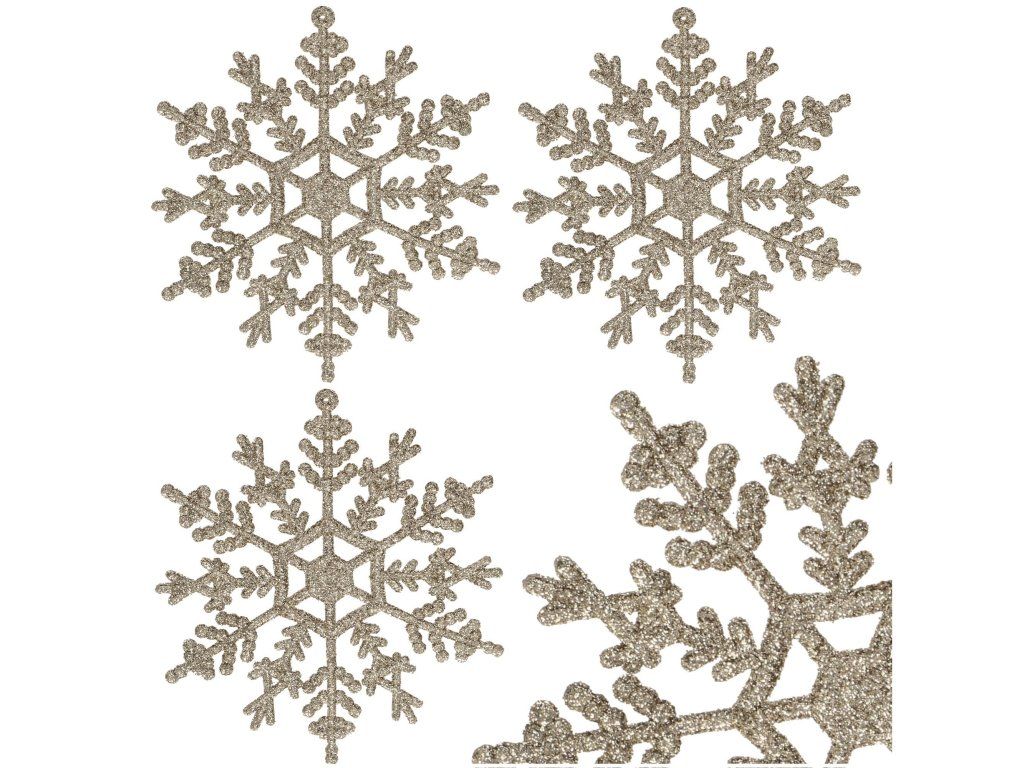 Vianočné ozdoby na stromček vločky strieborné 12 cm 3 ks S-CA0754 - detail 2
