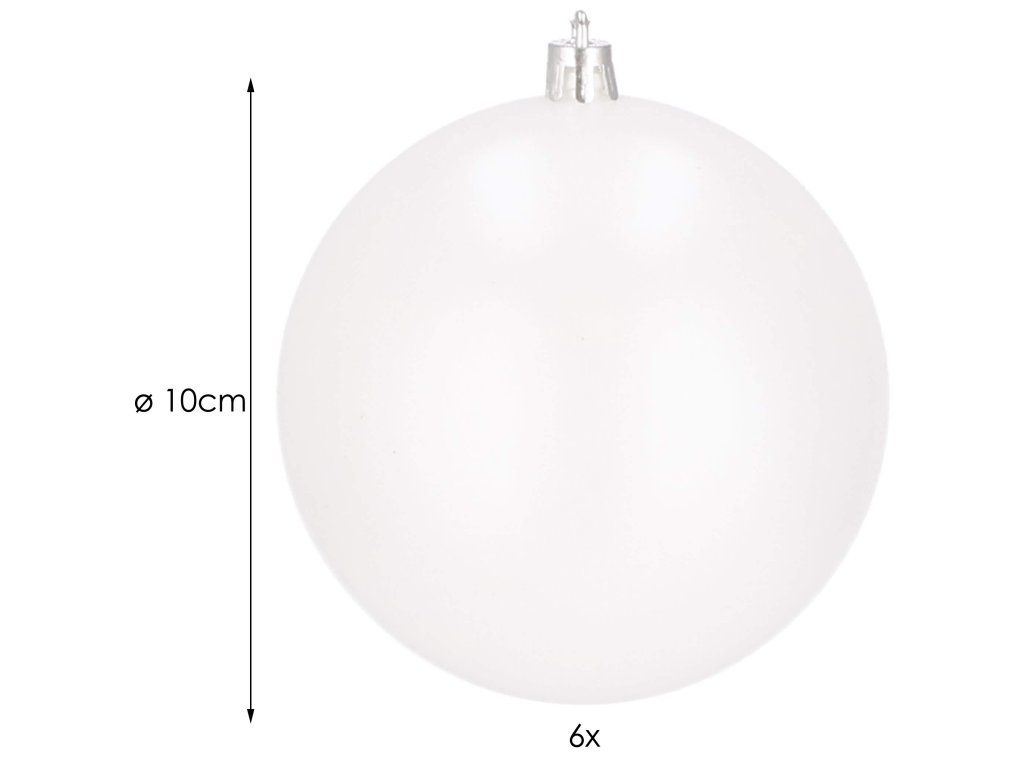 Vianočné gule na stromček biele matné 10 cm 6 ks S-CA0123 - detail 2