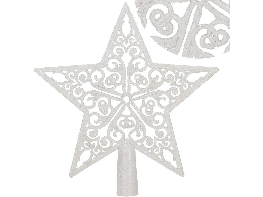 Vianočná ozdoba hviezda biela trblietavá 20,5 × 21,5 cm S-CA1278 - detail 2