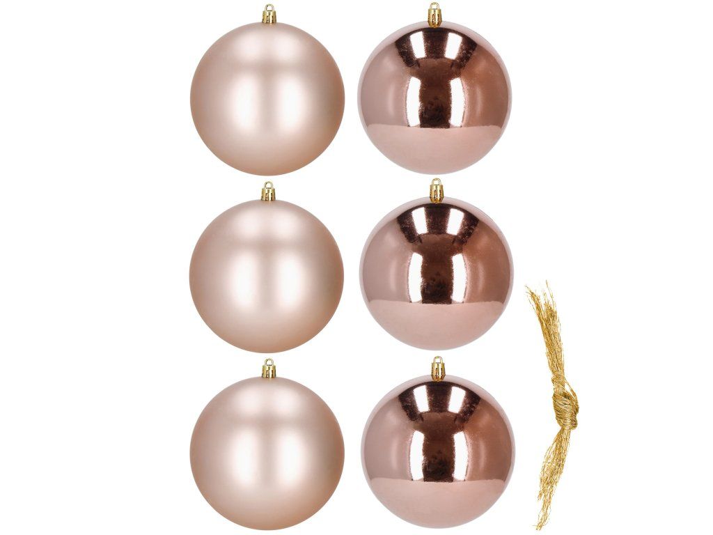 Nerozbitné vianočné gule na stromček 10 cm 6 ks rose gold S-CA1193 - detail 2