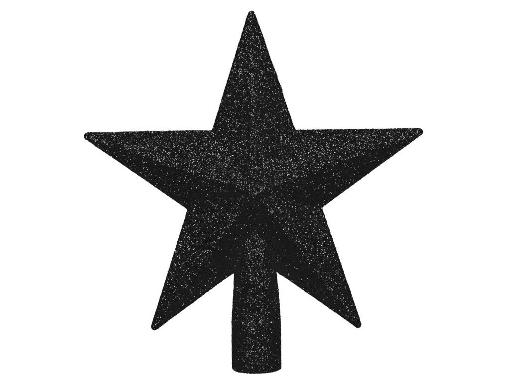 Vianočná hviezda na stromček 15 cm čierna s trblietkami S-CA1433 - detail 2