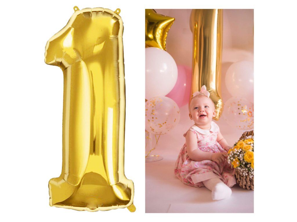 Fóliový balón číslo 1 zlatý 40 cm S-PS0027 - detail 2
