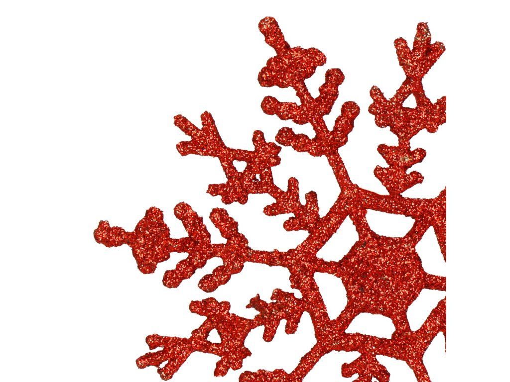 Vianočné ozdoby vločky 12 cm 3 ks červené trblietavé S-CA1200 - detail 2