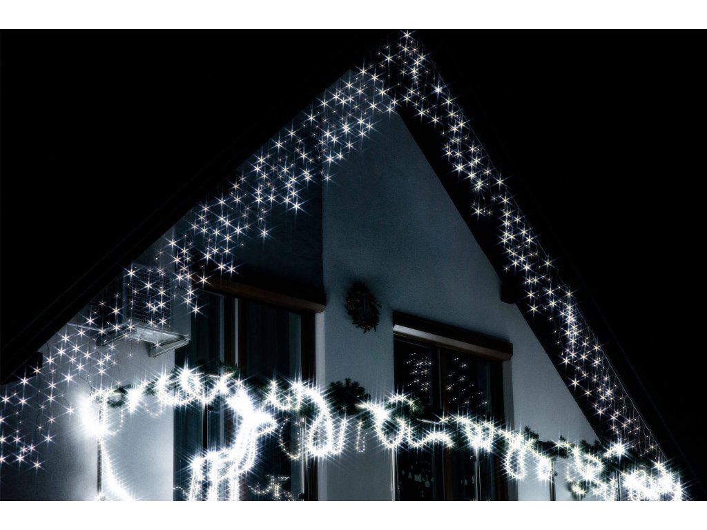 Vianočné LED cencúle – svetelný záves, studená biela, 300 LED, 13 m S-CL0330 - detail 2