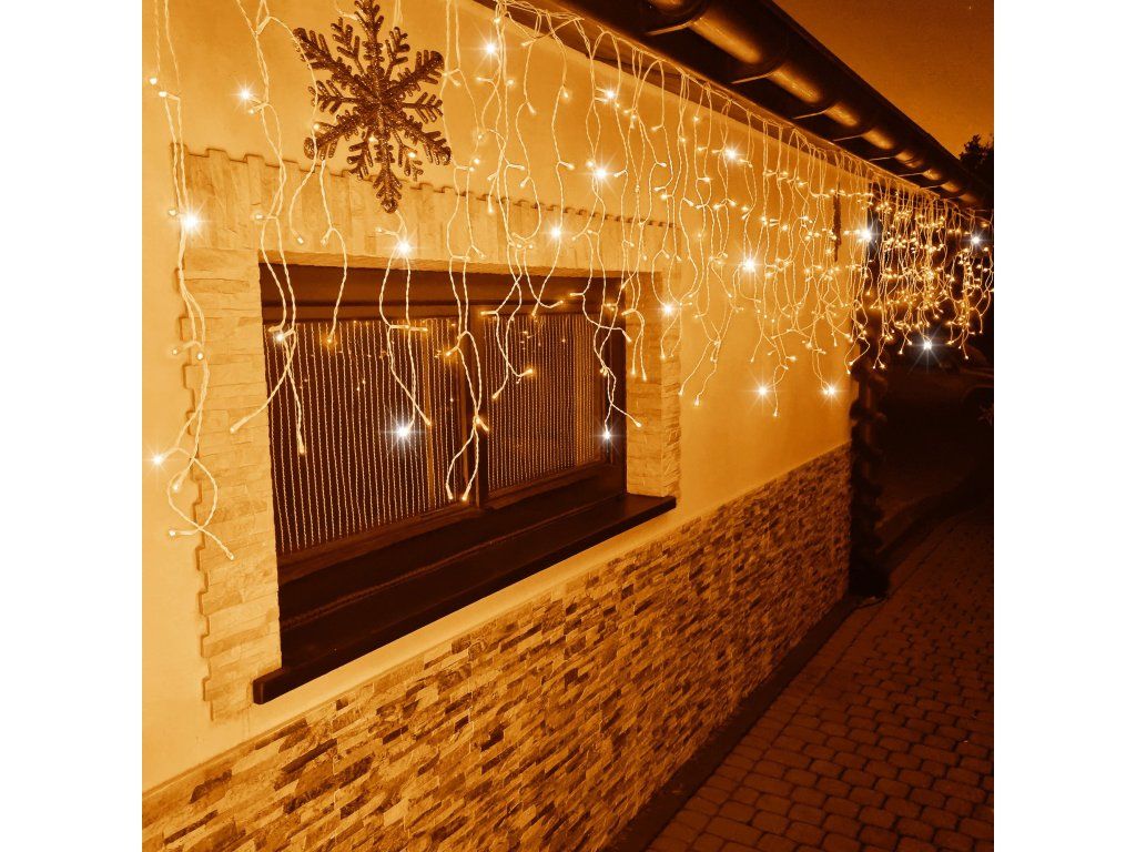 Vianočný svetelný cencúľový záves LED 300, teplá biela + studená biela flash, 12 m S-CL0317 - detail 2