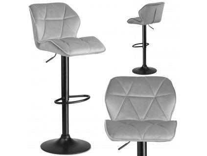 Barová stolička Castel s operadlom svetlosivá