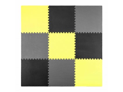 Penové puzzle na zem 180x180cm 9 ks sivá žltá