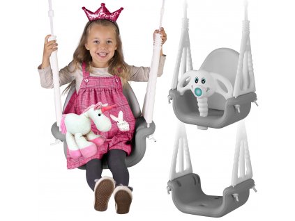 Detská hojdačka 3v1 Ricokids šedá a biela