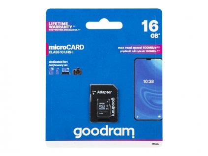 Karta MicroSDHC 16GB+ad.SD CL10 GOODRAM