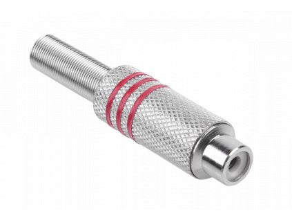RCA konektor zásuv, kov 3 pásiky červený GNI0071B